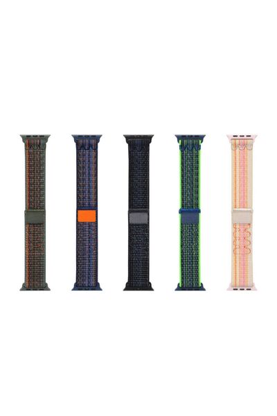 PSGT Apple Watch Uyumlu Seri: 3/4/5/6/7/8/9/se (42-44-45-49MM) Ve Seri10-11 (46MM) Kordon Hasır Örgü