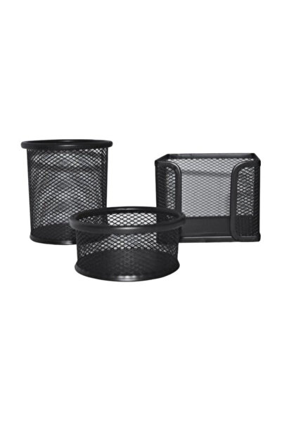 Stilo طقم طاولة ستيلو شبكي معدني أسود مكون من 3 قطع