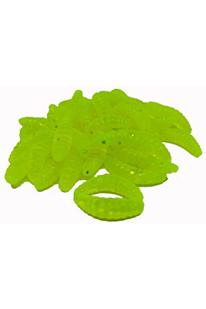 SAZAN RİG Yapay Sahte Gerçek Görünümlü Fluo Yeşil Kurtçuk 10 Adet