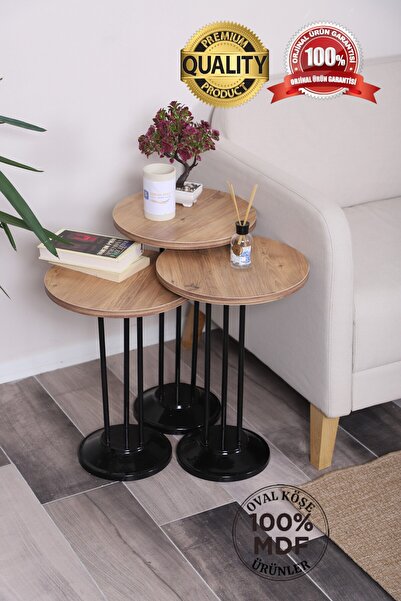 SEHPAM AKILLI Marbella Zigon Sehpa Mdf Tabla Alt Mekanizma Demir Siyah Renk