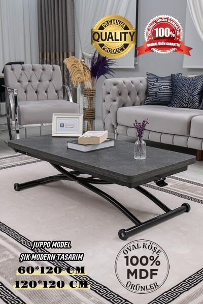 SEHPAM AKILLI Akıllı Sehpa Juppo Üst Tabla Mdf Frezeli Antrasit Oval Köşe Alt...