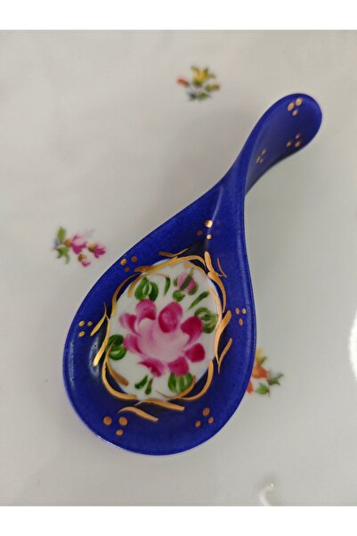 manushum El Boyama Porselen Kaşık Lokumluk-lacivert 1 Adet
