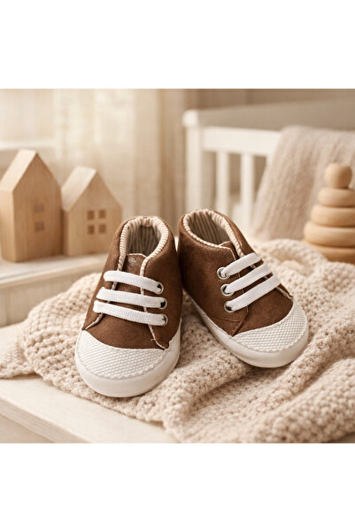 Arin Baby KAHVERENGİ BAĞCIKLI UNISEX BEBEK AYAKKABISI /KUTULU HEDİYELİK YENİD...