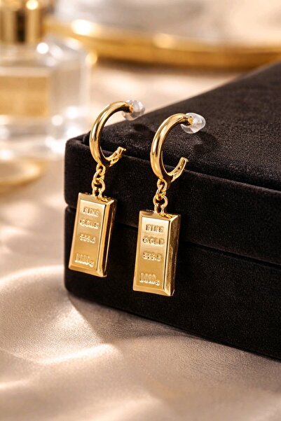 mos&more Gold Külçe Altın Kadın Küpe
