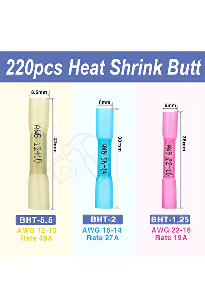Choice 220pcs 80/130/220/350PCS/Box Waterproof Seal Heat Shrink Butt Connecto...