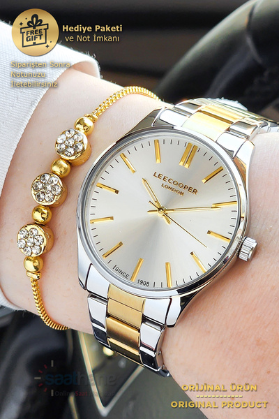 Lee Cooper Gold Silver Color Gold Silver Cord Steel Women's Wrist Watch with ...