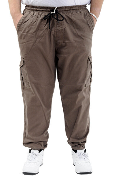 ModeXL Mode XL Büyük Beden Erkek Keten Kargo Jogger Valencia 21911 Toprak