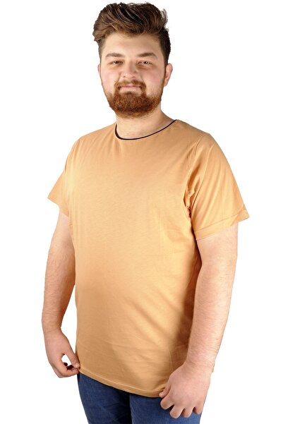 ModeXL Tricou Mode XL Plus Size din Lycra cu gât rotund 20149 Muștar