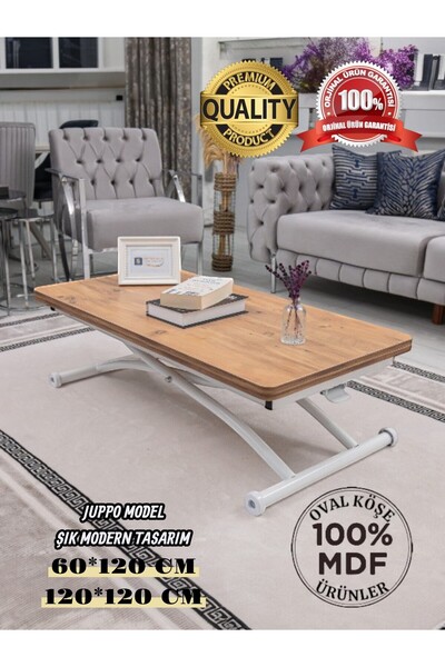 SEHPAM AKILLI Akıllı Sehpa Juppo Üst Tabla Efesçam Oval Köşe Alt Ayak Beyaz D...