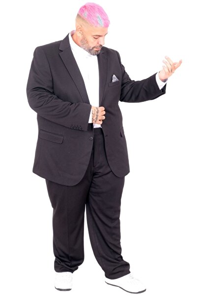 ModeXL Mode XL Büyük Beden Erkek Takım Elbise Tintin Basic All 24020 Siyah