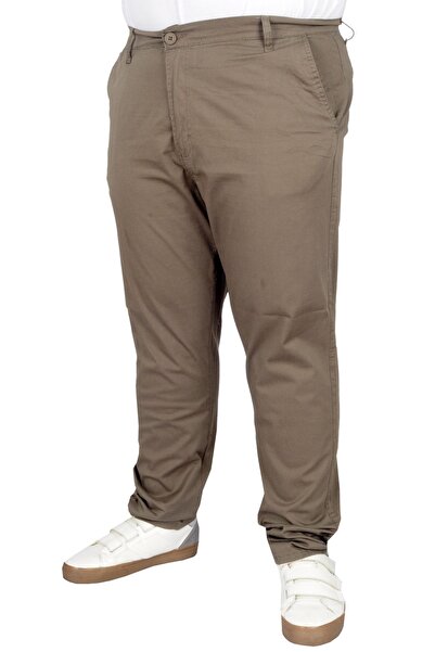 ModeXL Mode XL Büyük Beden Erkek Pantolon Keten Milano 20850 Toprak