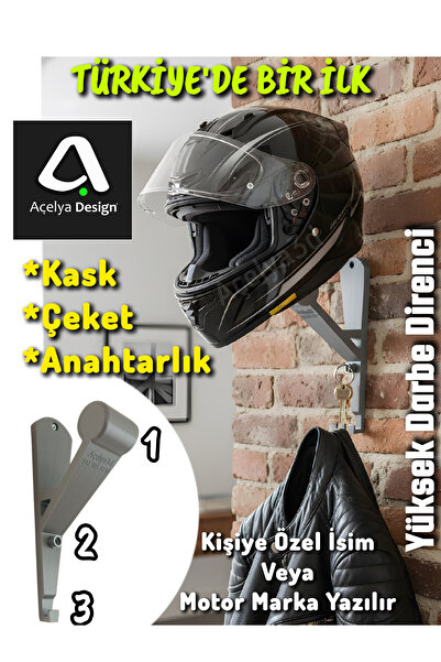 açelya3d Motor Kask Duvar Askılık Tutucu Askılığı Aparat Askı Montaj Askısı A...