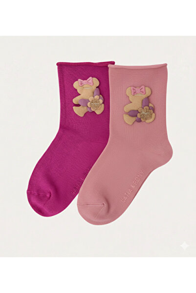 Katia&Bony Kız Çocuk 2 Adet Teddy Aksesuarlı Lastiksiz Modal Çorap