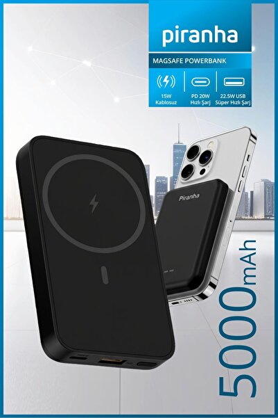 Piranha 9010‑S 5000 mAh MagSafe Powerbank | Kablosuz & Kablolu 15W/20W/22.5W ...