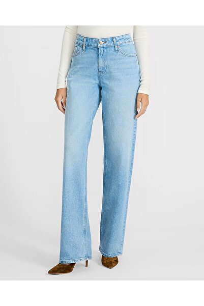 MARLİX أرجل واسعة بنطلون جينز عالي الخصر قماش قابل للتمدد مرن