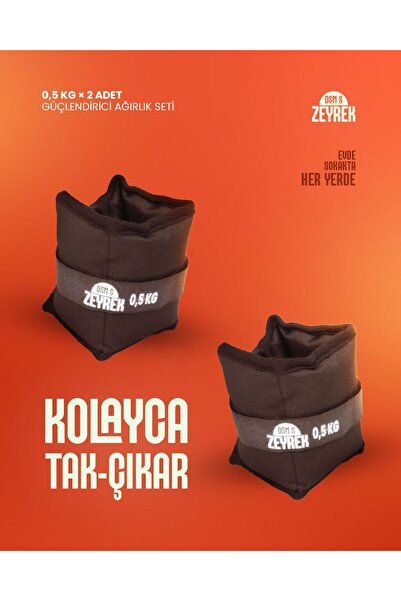 S ZEYREK 0.5 Kg × 2 Adet Toplam 1 Kg El Ayak Bilek Kas Güçlendiriçi Ağırlık Seti Kum Ağırlık Torbası