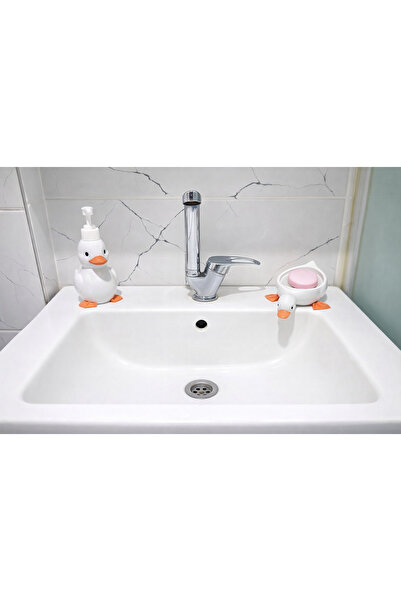 Atelye.store Ördek Figürlü Dekoratif Sabunluk ve Diş Fırçalık Seti– Banyo & M...