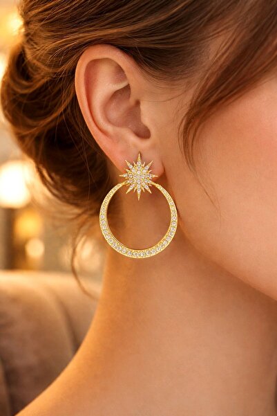 mos&more Ay Yıldız Zirkon Taşlı Kadın Küpe