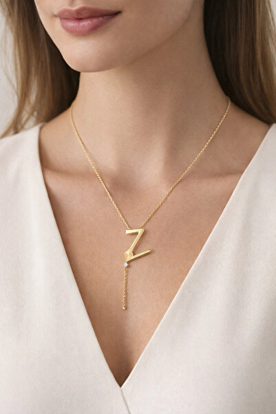 naaksesuar Alya Harf Kolye Gold Renkli Çelik Z Uçurtma Detaylı Kolye