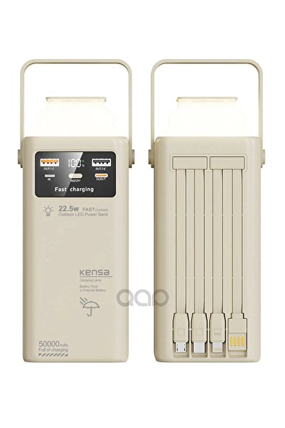 QAP 50000 Mah Kablolu Süper Hızlı Şarj Power Bank Turbo Hızlı Pd Şık Tasarım Kamp Powerbank 22,5 Watt