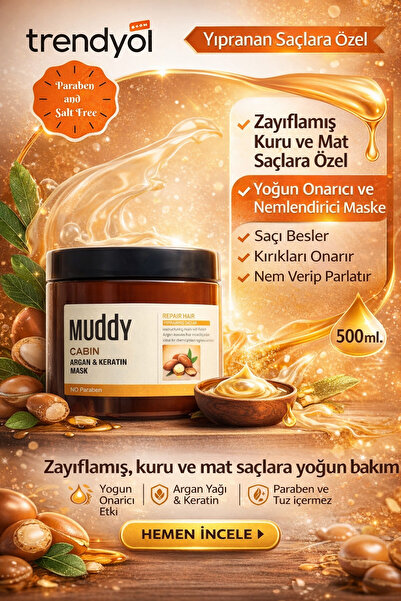 Muddy Cabin Argan Ve Keratin Maskesi 500 ml Yıpranmış Ve Kırılan Saçlar Için ...