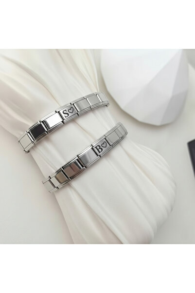 Satürn Silver Kuyumculuk Çelik Baş Harf Yazılı Charm Bileklik Çift Bilekliği ...