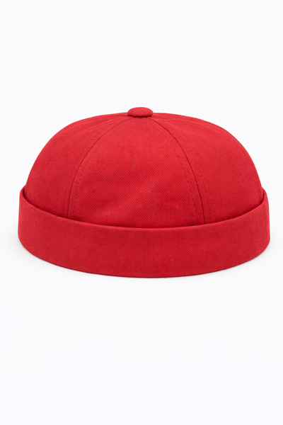 ZERAMİNE Kırmızı Docker Şapka %100 Pamuk Ayarlanabilir Cırtlı Kırmızı
