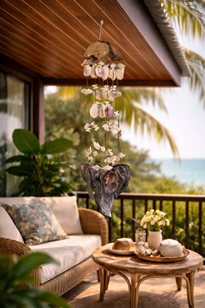 Genel Markalar Deniz Kabuklu Rüzgar Çanı & Balkon Bahçe Tavan Süsü & Doğal De...