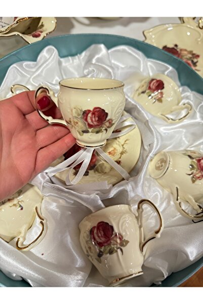 hediye ESTERHOMEDECOR طقم فناجين قهوة بورسلين 6 أشخاص