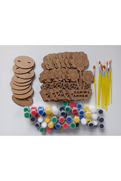 zümren Anneler Günü Ahşap Boyama Seti 10 Set