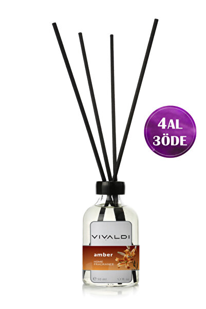 Vivaldi Home Amber Çubuklu Oda Kokusu 50 ml, Sıcak ve Oryantal Koku, Kalıcı O...