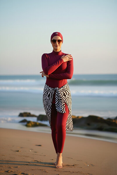 MAİMODA Boneli Parmak Geçirme Detaylı Yüzücü Tulum / Bonnet Finger-Pass Detai...