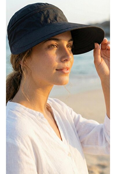 LAGRANZE Kadın Geniş Kenarlı Üstü Açılan Fermuarlı Vizör Güneş Şapkası Siper ...