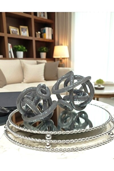 Home Aynalı tepsi 32 cm gümüş