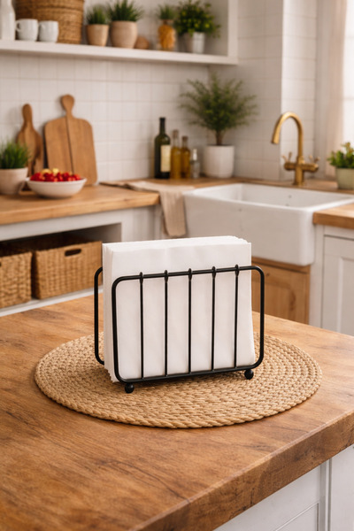 KARTEYA حامل مناديل مزخرف باللون الأسود عالي الجودة