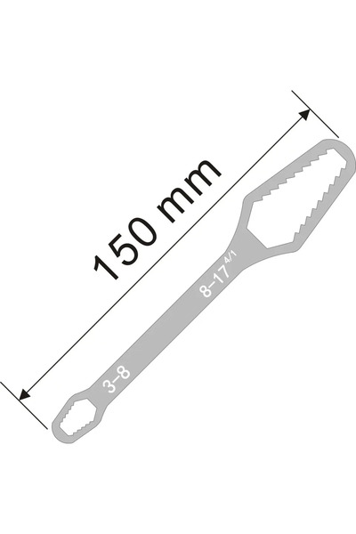 Choice مفتاح عزم عالمي 150 مم 3-17 مم، لوحة يدوية قابلة للتعديل لمفتاح زجاج ذ...