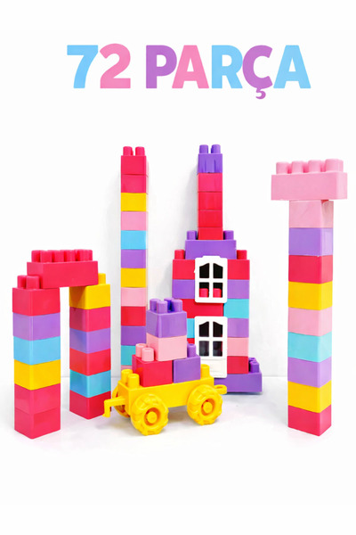 a v d a 72 parça Pastel Bloklar Pembe Mor Renk Eğitici Zeka Yapı Blokları Blo...