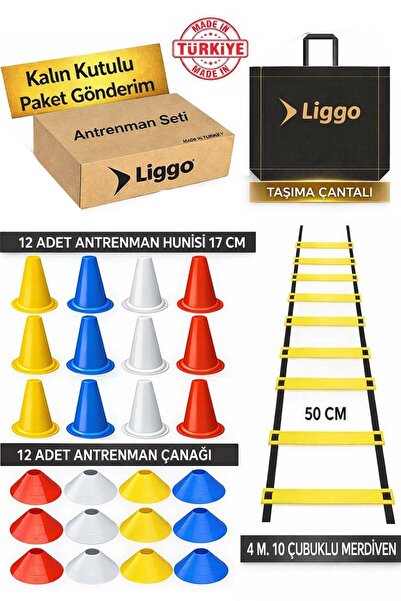 Liggo Antrenman Seti 4m Merdiven 12 Adet Huni 12 Adet Çanak İdman Spor Eğitim...
