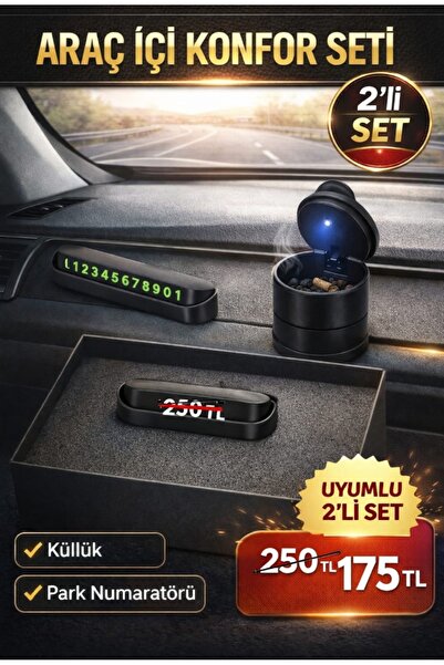 Home Oto Küllük Ve Numaratör Araç İçi Işıklı Küllük Kapaklı Numaratör