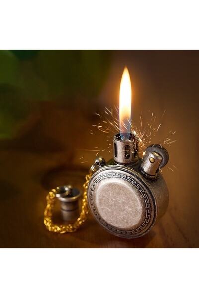hızıroğulları Retro Metal Gazyagi Çakmak Altin Gümüs Eski Moda Taslama Açik A...