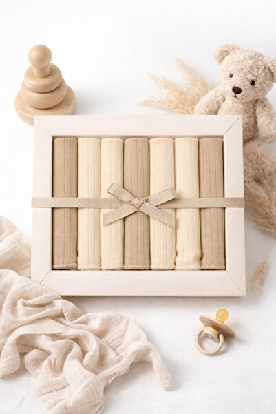 UmBaby 7'li %100 Organik Pamuk Bebek Ağız Mendili Seti – 22,5x22,5 Cm, Nefes ...