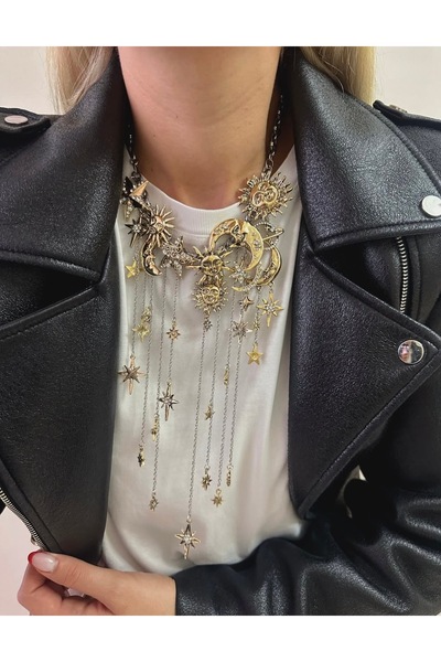 Xui Trend Marka Model (Zra) Güneş Ay Ve Yıldız Figürlü Sallantılı Kolye / Yıl...