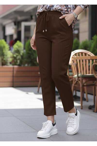 Genel Markalar Kadın Havuç Kesim Bilek Boy Beli Lastikli Kumaş PantoloN KİLO ...