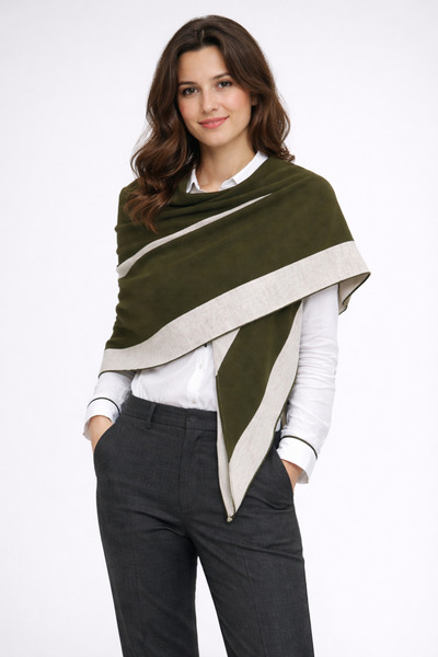 Sebir Moda Şal de tricotat triunghiular în două culori cu dungi
