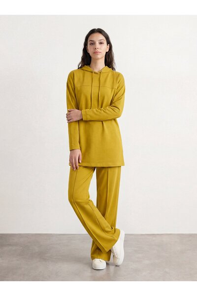 Benin Hooded Tracksuit Set with Stitching Detail - Olive Oil -