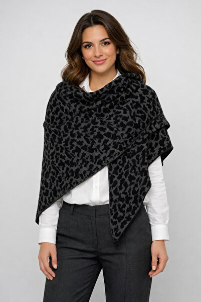 Sebir Moda Leopar Desenli Triko Üçgen Şal