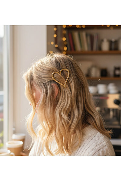 CeyShe Pinterest Big Heart Imported Shiny Gold Gold Plated Metal Clip Hairpin