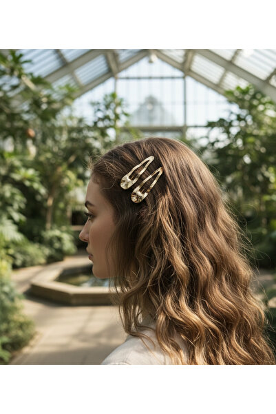 CeyShe Pinterest 2-Piece Shiny Gold Wavy Imported Gold Plated Thick Metal Sna...