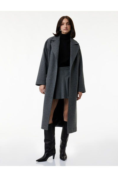 Koton Palton cu curea, cu mâneci lungi, cu buzunare