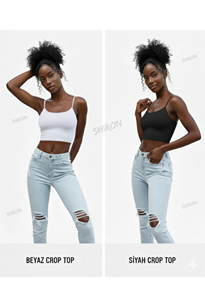 Shiron Sportswear&Company Bustieră crop cu bretele din frânghie din țesătură ...